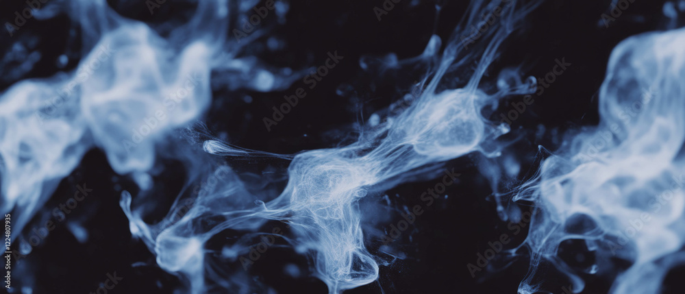 Poster fractal texture with nature-inspired patterns on a dark black background
