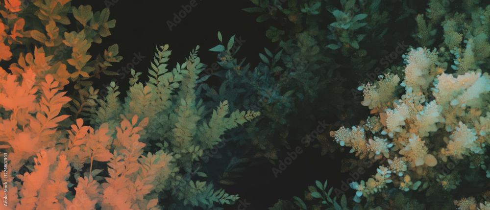 Poster Fractal textures showcasing nature-inspired patterns on a dark background