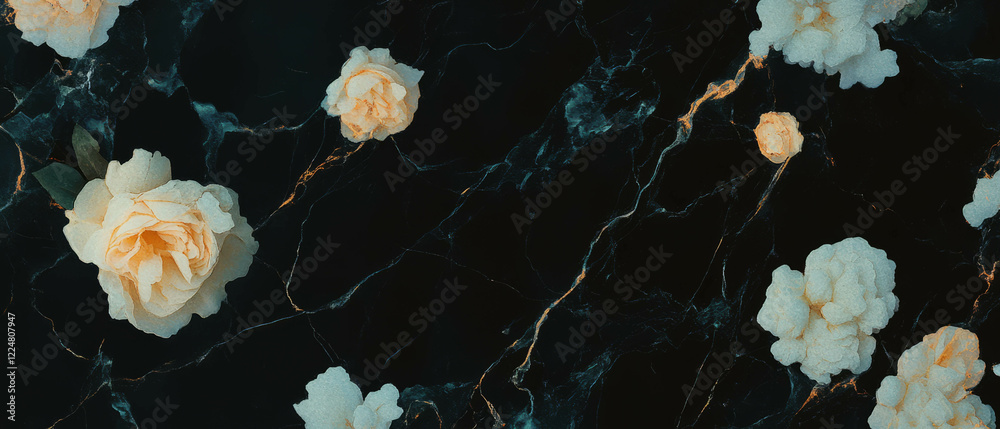 Aufkleber Fractal overlay texture featuring nature-inspired patterns on a black background