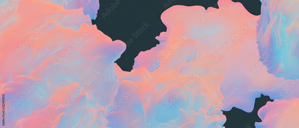 Poster fractal overlay texture with pastel colors on a black background
