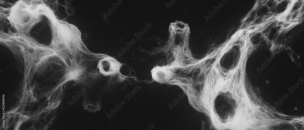 Aufkleber Fractal patterns of self-similar shapes with infinite recursion on a black background