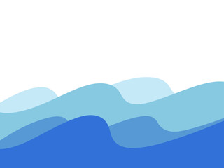 Fototapeta premium Abstract background of water waves in blue shades. The color illustration is hand-drawn, vector. An element for banner design, decoration, and decoration with a place for text. Multi-layered sea waves