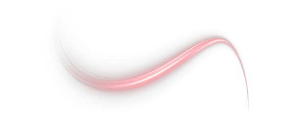 Delicate red swirl on a white background. Soft, shiny curve adds a charming touch. Elegant ribbon-like twirl resembling a rope or stripe. Vector PNG for decorative lines, curls, and stylish design el