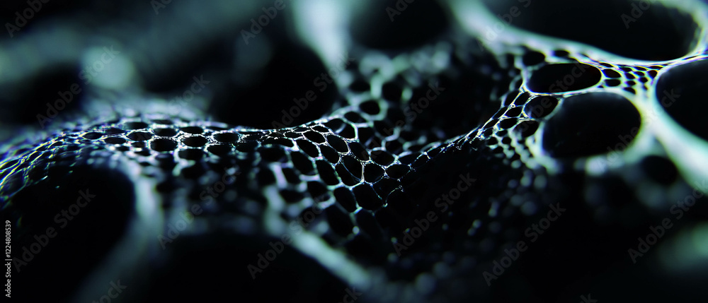 Poster Complex fractal texture with shadows and highlights on a black background