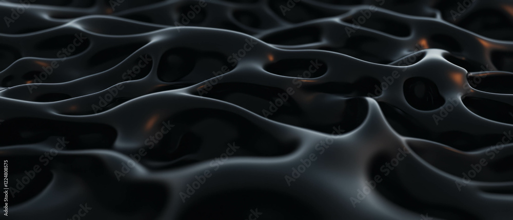 Poster overlay of intricate fractal texture featuring shadows and highlights against a dark backdrop