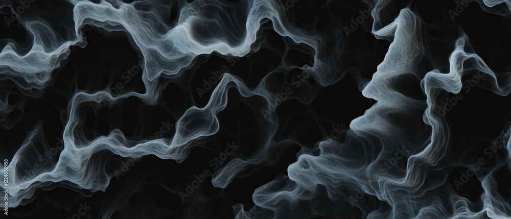 Fototapete Fractal textures with zoom effect revealing endless patterns and depth on a black background