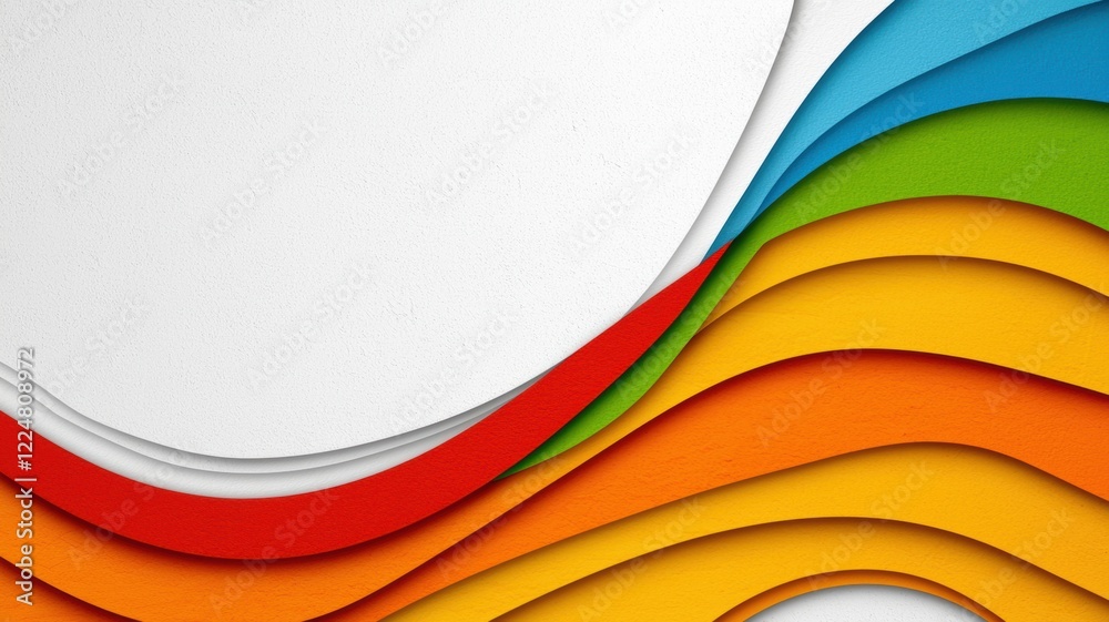 Poster abstract colorful waves layered design with soft gray background elements