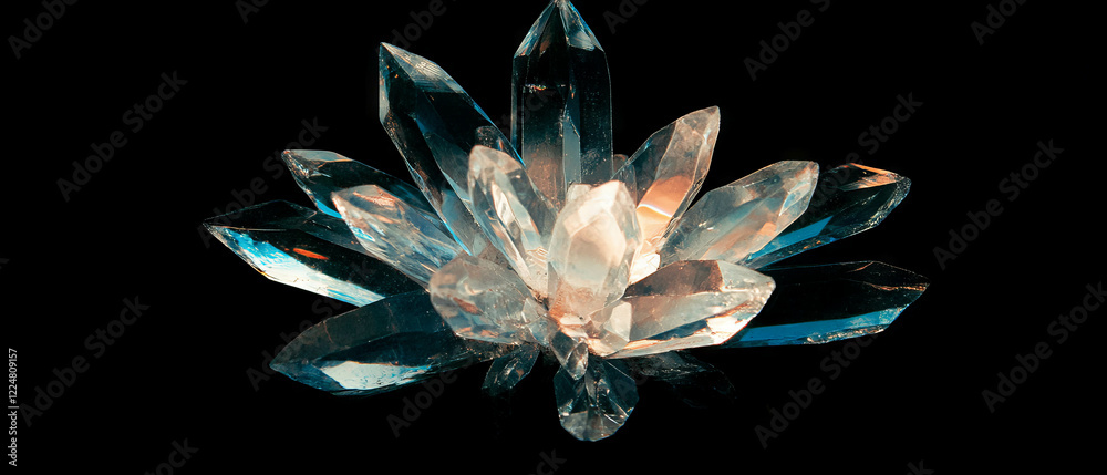 Aufkleber fragmented glass textures creating a central focal point against a dark background