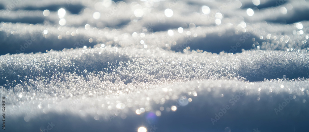 Aufkleber fresh snowflakes blanket a soft surface creating a delicate winter texture on black background