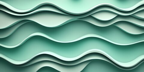 Seamless 3D Wave Pattern, Elegant Light Celery Background, Minimalist Gradient Celery Green Design.