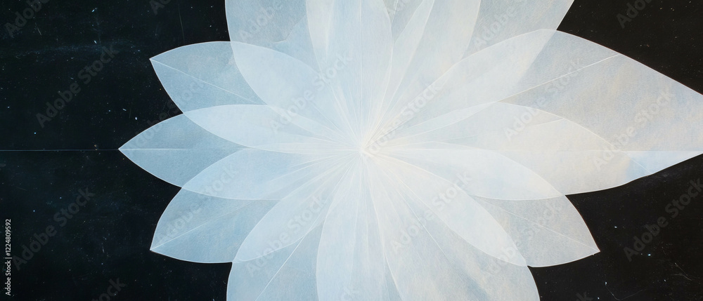 Aufkleber Geometric paper patterns create a structured overlay with a clear area against a black background