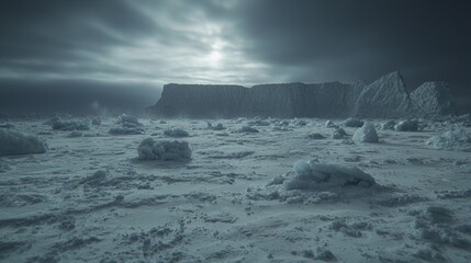 Majestic Snowy Landscape Featuring Dramatic Mountain Peaks Under Overcast Sky