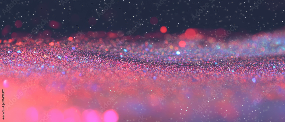Poster Glitter particles create a dreamy bokeh effect against a dark backdrop