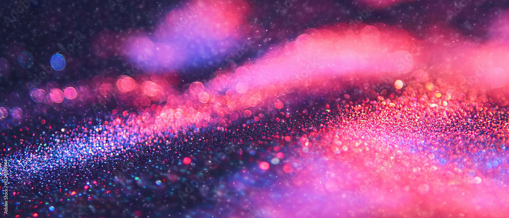 Poster Glitter overlay texture with bokeh particles creating a dreamy effect on a black background
