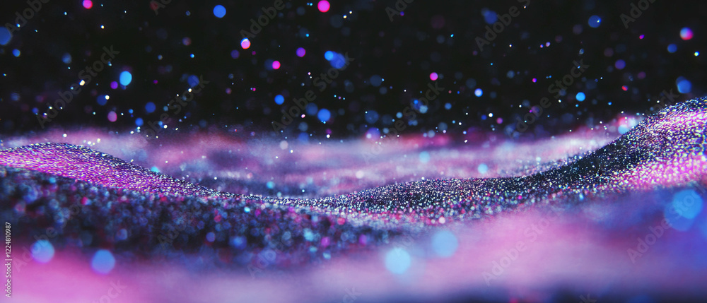Aufkleber dreamy bokeh effect with glitter particles on a black background creating a mystical atmosphere
