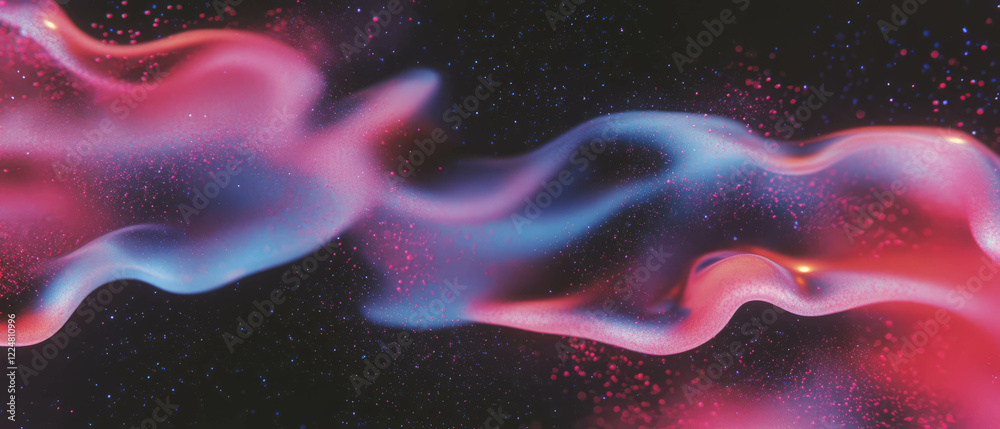 Poster abstract glitter texture with colorful particles against a black background for creative design