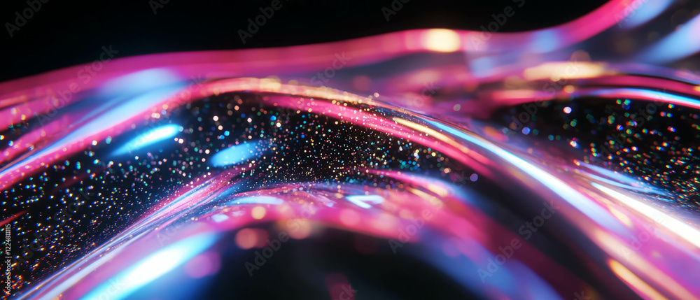 Aufkleber glitter particles create a structured, linear pattern against a black background