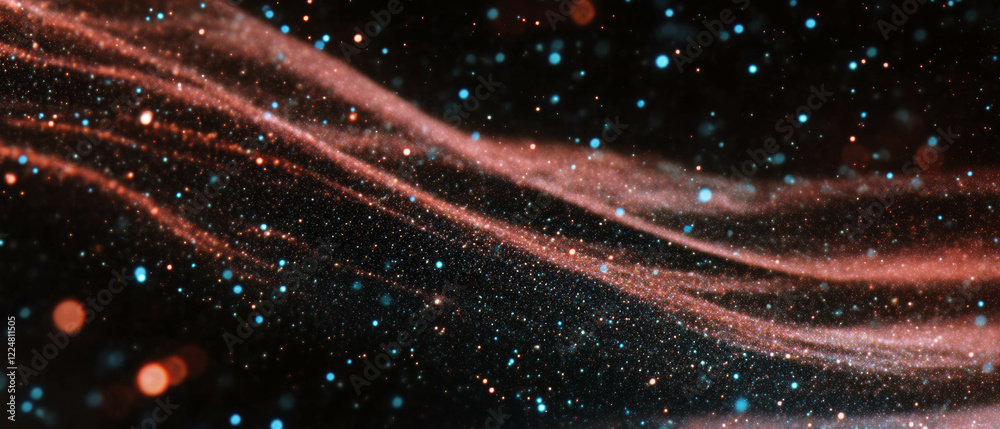 Aufkleber Sparkling particles create a celestial atmosphere with glitter on a black background