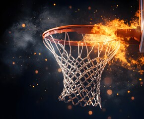 basketball hoop and ball in the dark