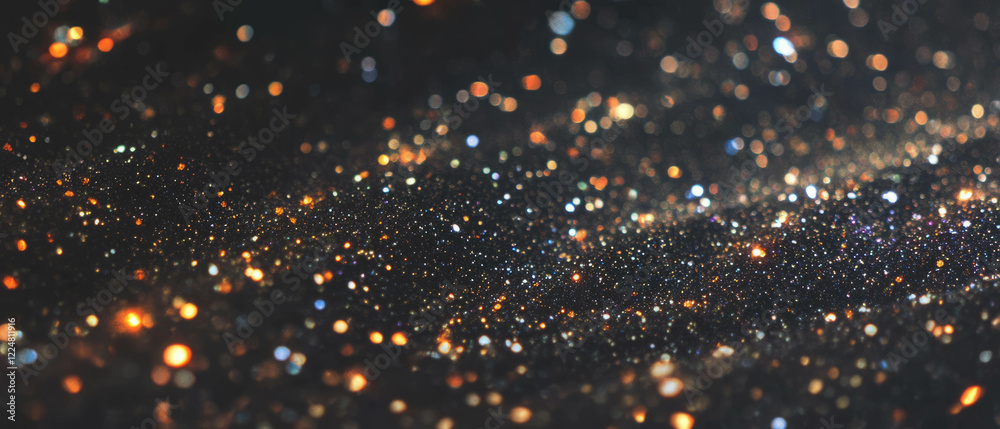 Aufkleber Glitter texture overlay with silver particles creating a shimmering effect on a black background