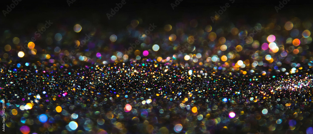 Poster sparkling silver glitter overlay creating a festive atmosphere against a dark background
