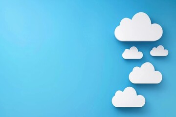 Bright Blue Sky with Floating White Clouds in Minimalist Illustration Style