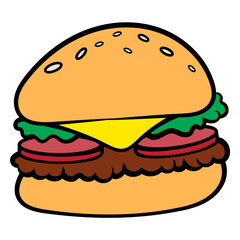 Hamburgers fastfood in cartoon style. Best for icon, logo, sticker, and mascot for fastfood restaurant