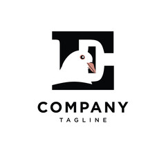 Letter E Dove Logo Icon Vector