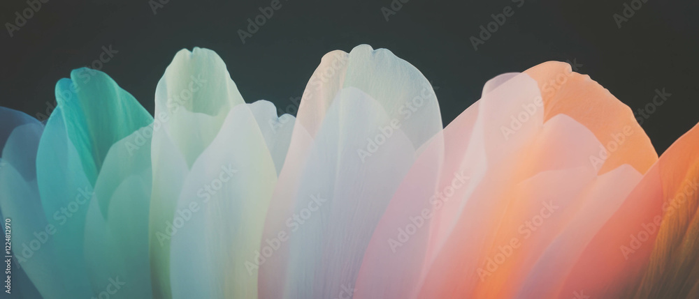 Aufkleber gradient petal colors blend seamlessly against a soft black background creating a tranquil effect