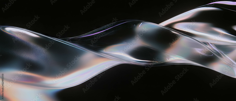 Aufkleber bright highlights create flowing shapes against a black background in textured design