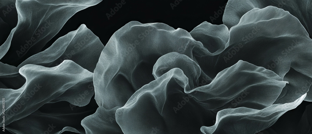 Poster highly detailed petal overlay texture with intricate surface details on a black background