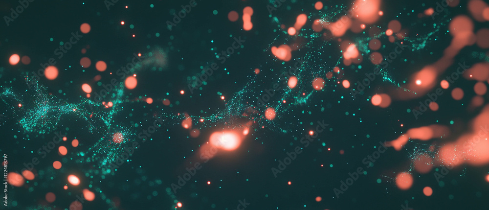 Poster Highly detailed spark particles on a black background with space for text overlay