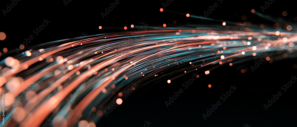 Poster intricate quantum effects visualized as a spark network with futuristic energy on black background