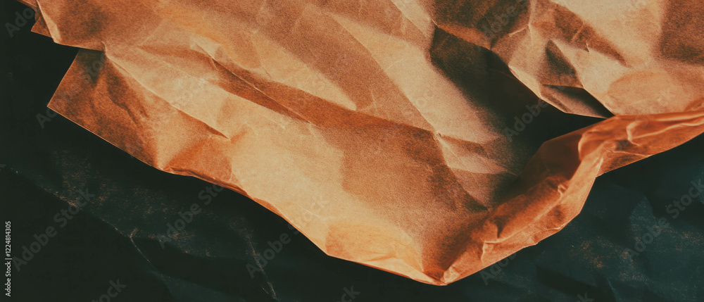 Poster Rustic Kraft paper texture overlay with empty center on black background for creative design use