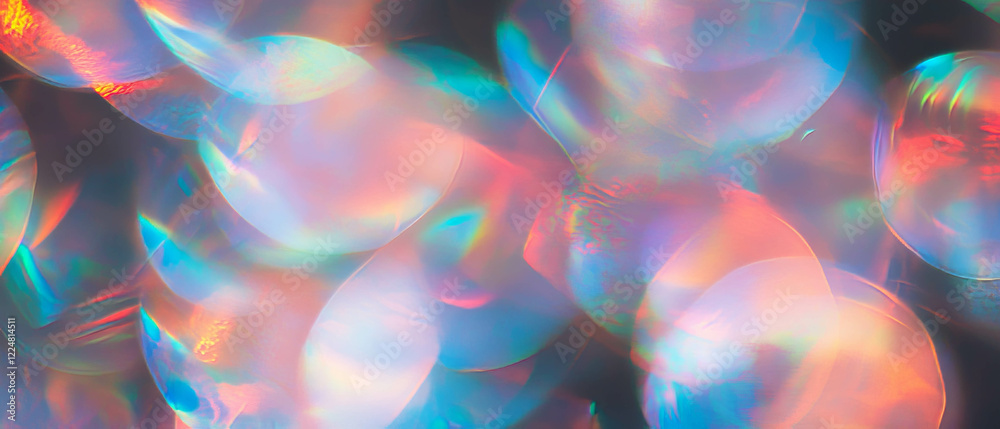 Poster Vibrant light bokeh with abstract shapes creates dynamic artistic composition