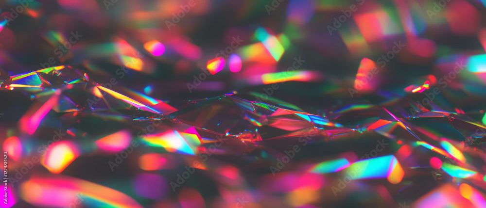 Aufkleber Exploring vibrant light bokeh in abstract compositions on black backdrop