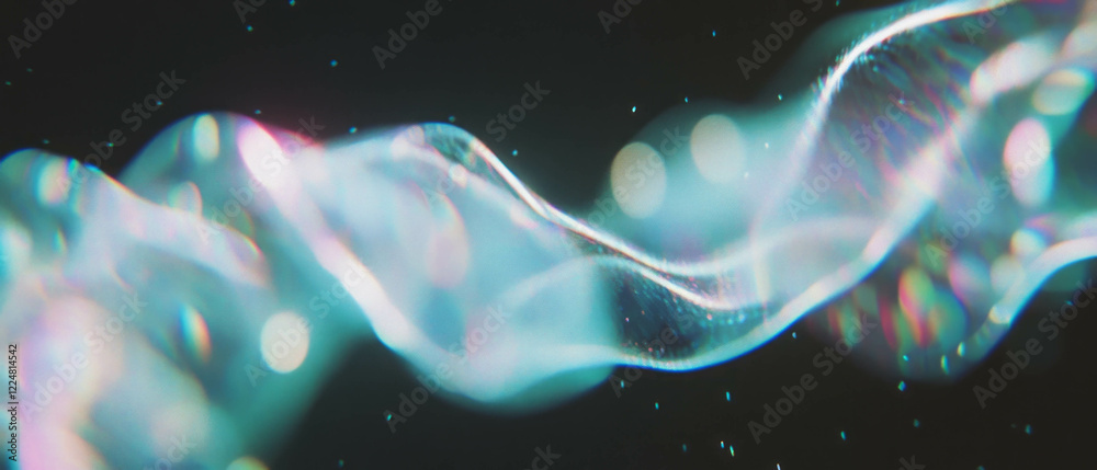 Poster Light bokeh overlay creates abstract shapes against a dark background for artistic design