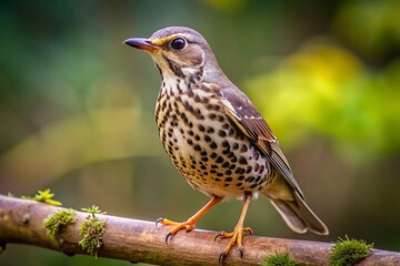 Fototapeta premium Mistle Thrush Bird Perched on Branch - Wildlife Photography