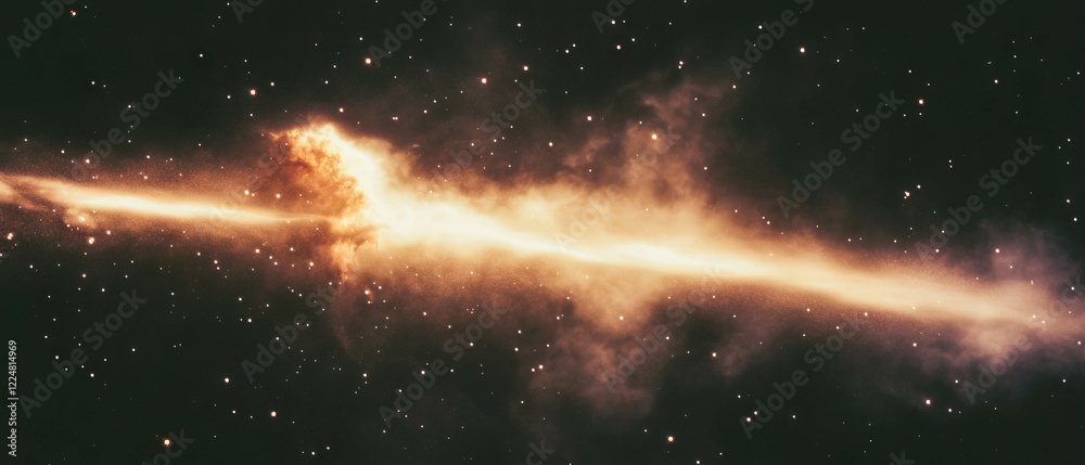Poster Light dust and fine particles create a hazy atmosphere in deep space backdrop
