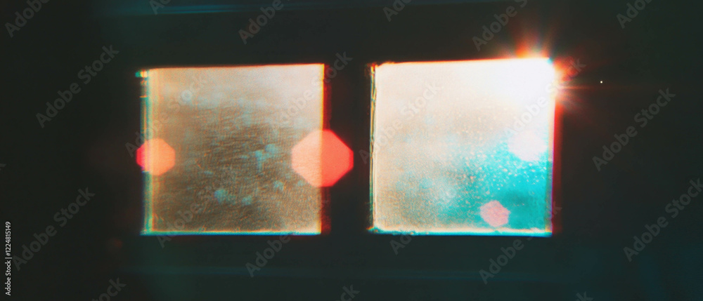 Poster Light leaks create an atmospheric effect with bright spots against a dark background