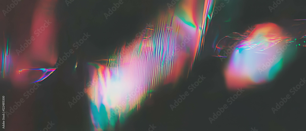 Poster bright light leaks create colorful patterns on dark backgrounds with a vintage aesthetic