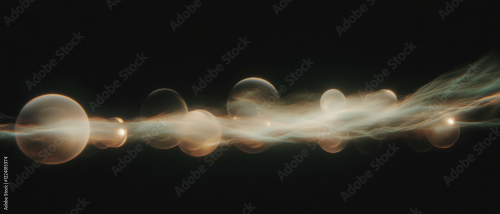 Aufkleber floating light orbs create an ethereal atmosphere against a dark background