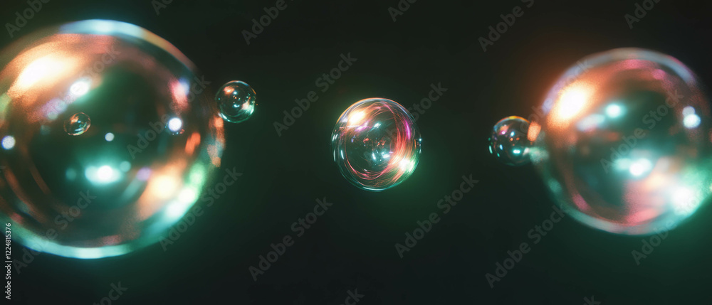 Poster glowing orbs create an ethereal atmosphere in a dark void