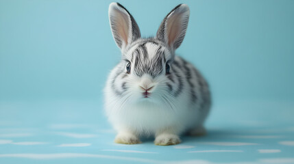 Obraz premium Cute Baby Bunny Rabbit on Blue Background