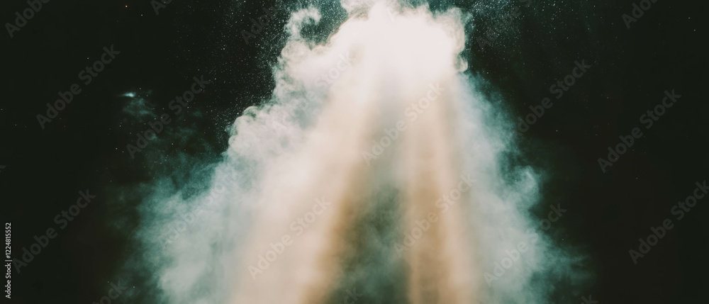 Aufkleber emotive light rays penetrate dust and fog creating a mysterious atmosphere against a dark background