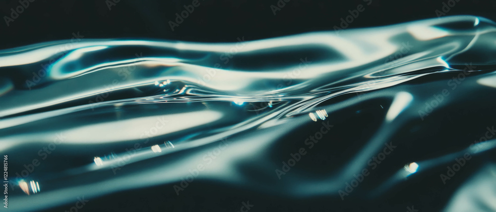 Poster light reflections create a shiny glass texture against a dark background