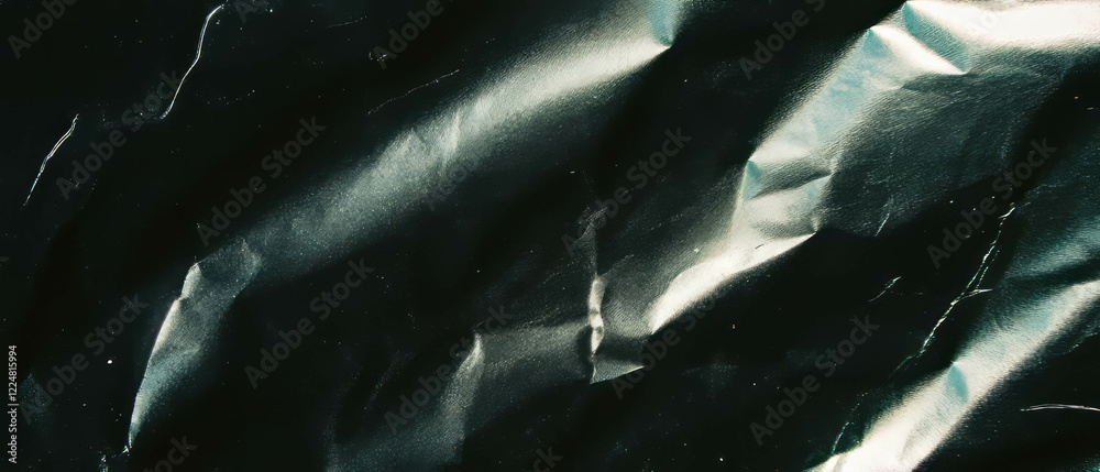 Poster Light reflecting paper texture on black background with central empty space and subtle sheen