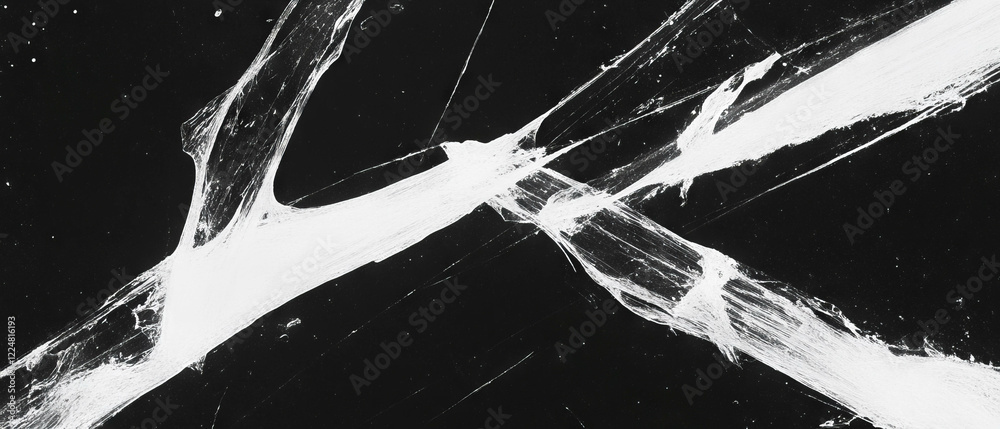 Poster Light scratches and streaks create a worn texture on a stark black background