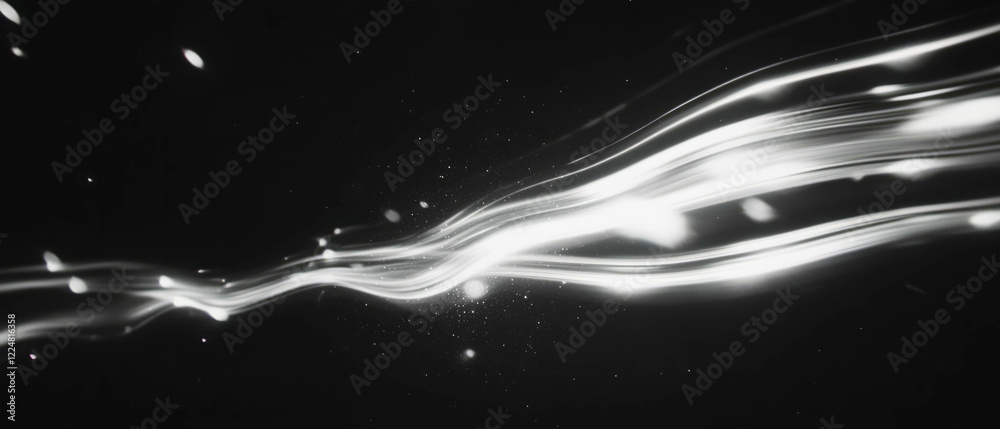 Aufkleber Light trails create a dynamic overlay texture against a textured black background