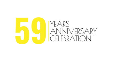 A minimalist design celebrating a fifty-nine-year anniversary, featuring bright yellow numerals and elegant text, symbolizing achievement, success, and milestones.